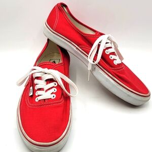 Vans Red Canvas Sneakers with White Laces Size M-10.5; W-12. #1486‎